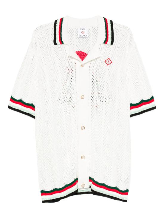 25FW 카사블랑카 반팔 셔츠 MPF25KW996 01 White