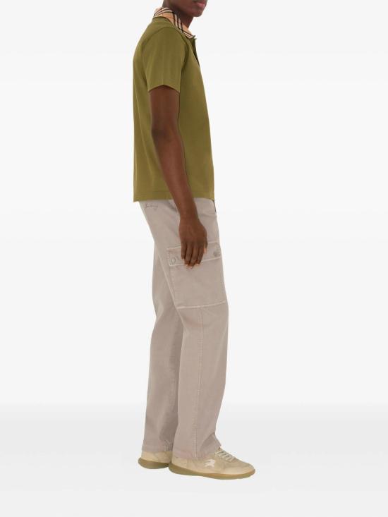 25FW 버버리 체크 칼라 코튼 폴로 셔츠 8110946 C2985 Green - BURBERRY