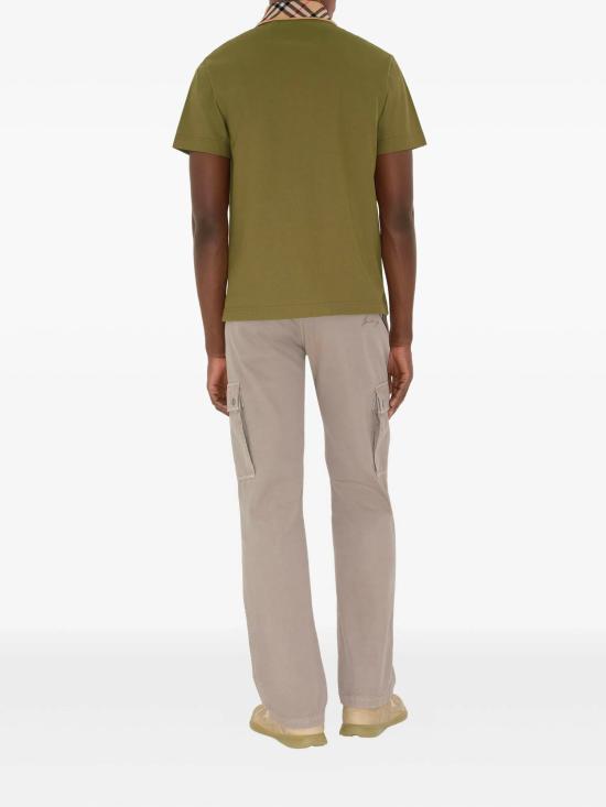 25FW 버버리 체크 칼라 코튼 폴로 셔츠 8110946 C2985 Green - BURBERRY