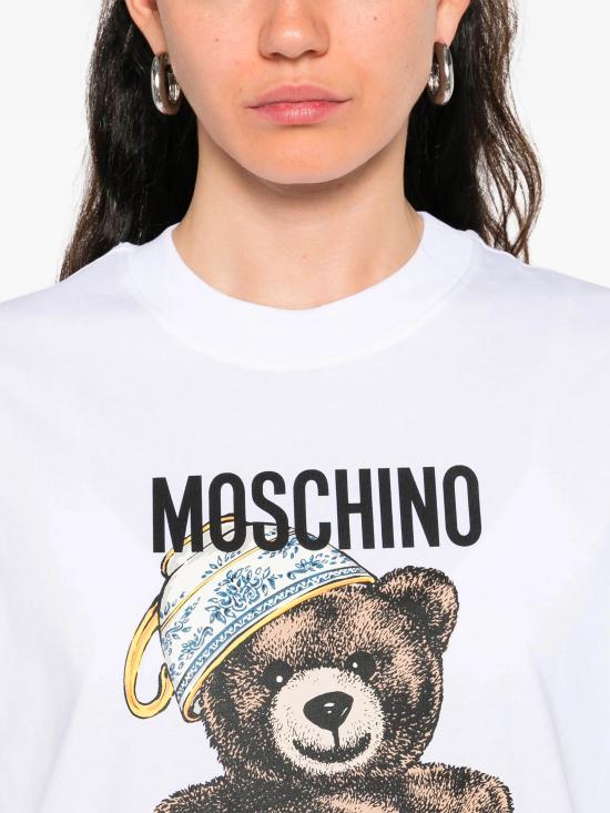 25FW 모스키노 반팔 티셔츠 V07245541 1001 White - MOSCHINO