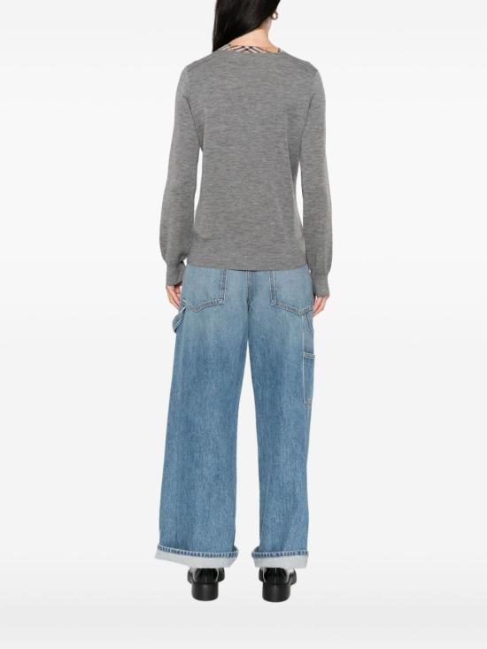 25FW 버버리 체크 크루넥 풀오버 스웨터  8112171 A1345 Grey - BURBERRY