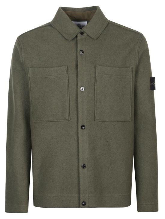 25FW 스톤 아일랜드 패치 포켓 울 셔츠 자켓 5100058S0IN1 V0054 Green