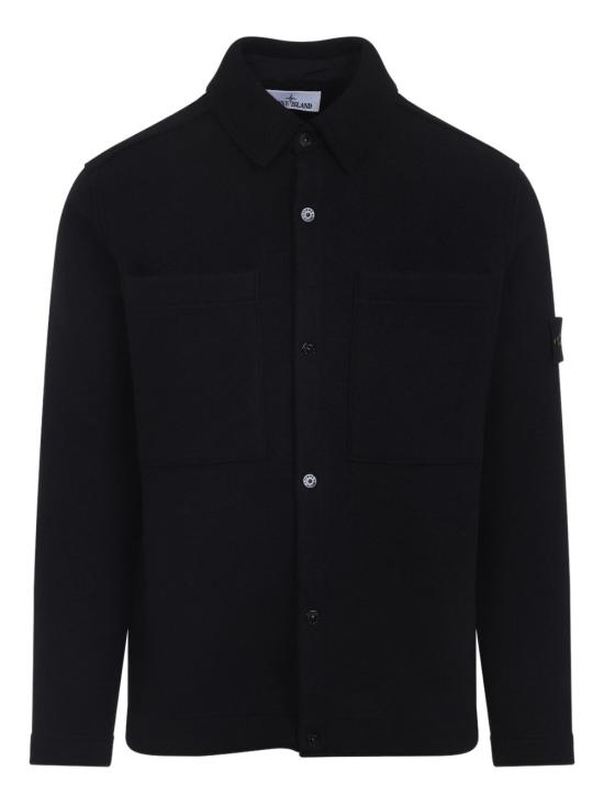 25FW 스톤 아일랜드 패치 포켓 울 셔츠 자켓 5100058S0IN1 V0029 Black