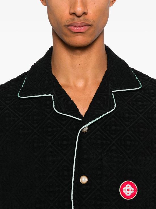 25FW 카사블랑카 반팔 셔츠 MPF25SH085 02 Black - CASABLANCA