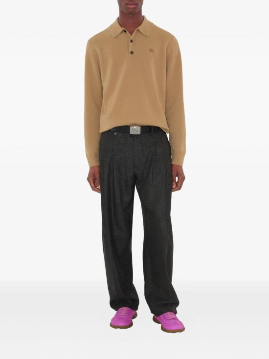 25FW 버버리 롱 슬리브 캐시미어 블렌드 폴로 셔츠 8112126 A3743 Beige - BURBERRY