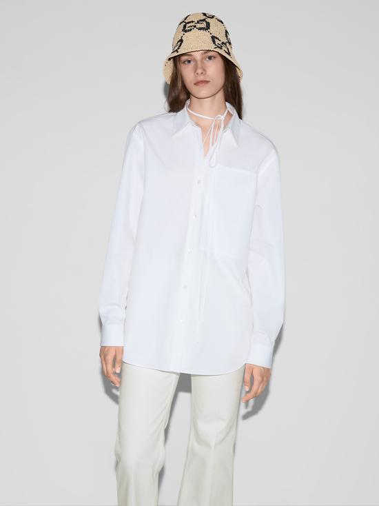 25SS 구찌 로고 포플린 코튼 셔츠 816008Z7ADR 9000 White - GUCCI