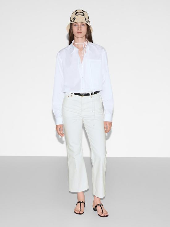 25SS 구찌 로고 포플린 코튼 셔츠 816008Z7ADR 9000 White - GUCCI