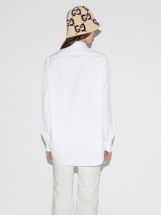 25SS 구찌 로고 포플린 코튼 셔츠 816008Z7ADR 9000 White - GUCCI