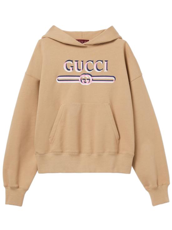 25SS 구찌 엠브로이디드 코튼 저지 후드 티셔츠 787274XJG61 2397 Beige
