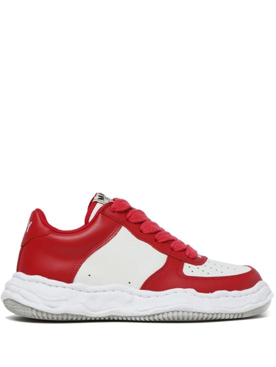 25SS 메종 미하라 야스히로 웨인 OG 솔 레더 로우탑 A08FW706 REDWHT Red