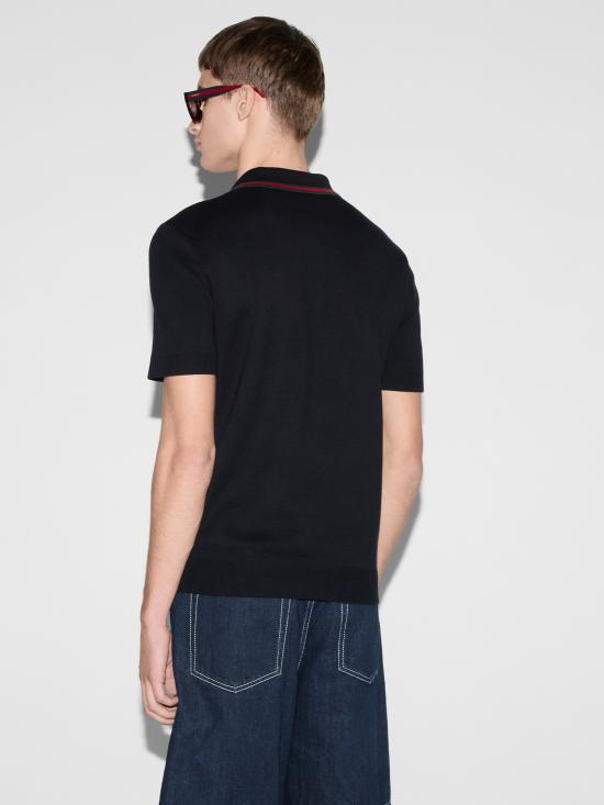 25SS 구찌 실크 코튼 폴로 셔츠 814994XKEKK 4345 Blue - GUCCI