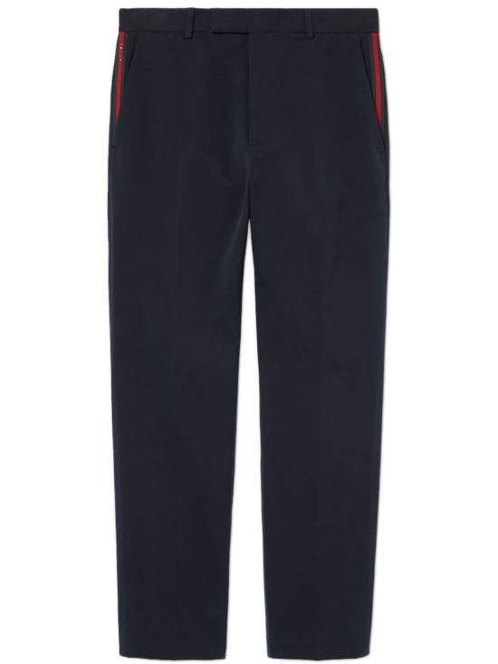 25SS 구찌 웹 디테일 코튼 개버딘 팬츠 794410ZABPQ 4020 Blue