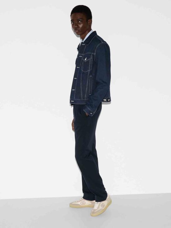 25SS 구찌 웹 디테일 코튼 개버딘 팬츠 794410ZABPQ 4020 Blue - GUCCI