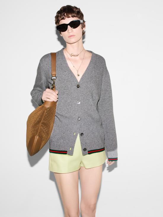 25SS 구찌 가디건 813834XKEJC 1230 Grey - GUCCI