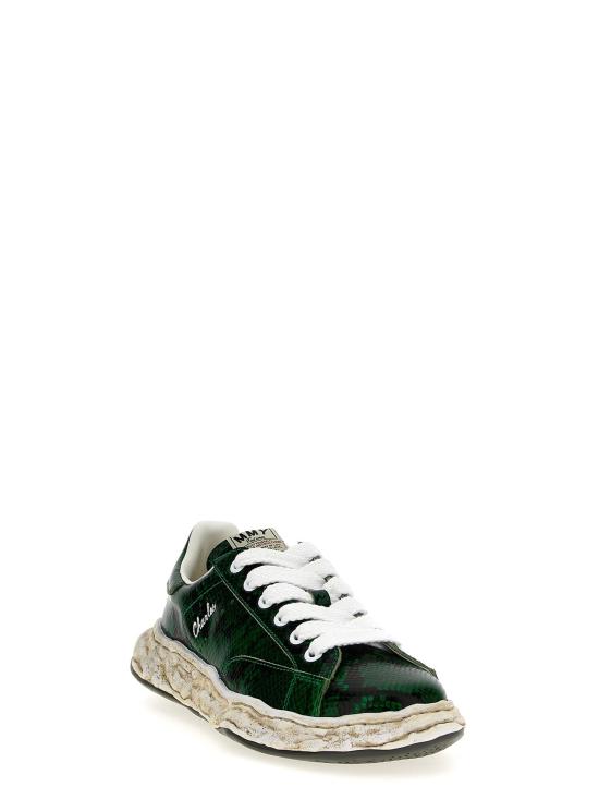 25SS 메종 미하라 야스히로 찰스 OG솔 파이톤 프린티드 레더 로우탑 스니커즈 A14FW712 GREEN Green - MAISON MIHARA YASUHIRO