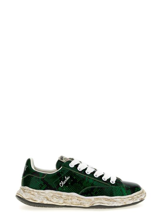 25SS 메종 미하라 야스히로 찰스 OG솔 파이톤 프린티드 레더 로우탑 스니커즈 A14FW712 GREEN Green