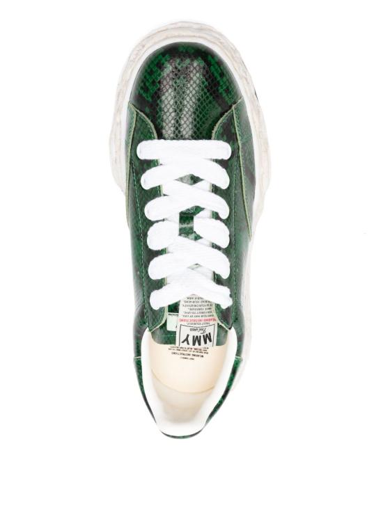 25SS 메종 미하라 야스히로 찰스 OG솔 파이톤 프린티드 레더 로우탑 스니커즈 A14FW712 GREEN Green - MAISON MIHARA YASUHIRO
