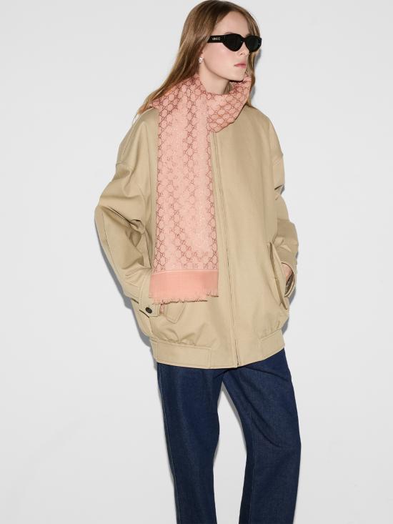 25SS 구찌 라미네이트 GG 울 숄 8100223G348 5872 Pink - GUCCI