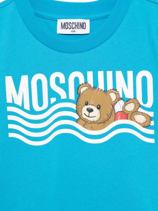 25SS [키즈] 모스키노 티셔츠 HYM04KLAA24 41047 Blue - MOSCHINO