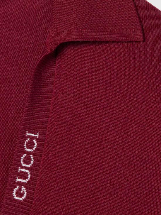 25FW 구찌 딥 브이넥 리브드 커프 울 폴로 스웨터 793883XKFA8 6318 Red - GUCCI