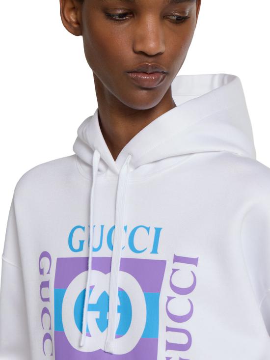 25FW 구찌 프린티드 코튼 후드 티셔츠 837935XJHGJ 9081 White - GUCCI