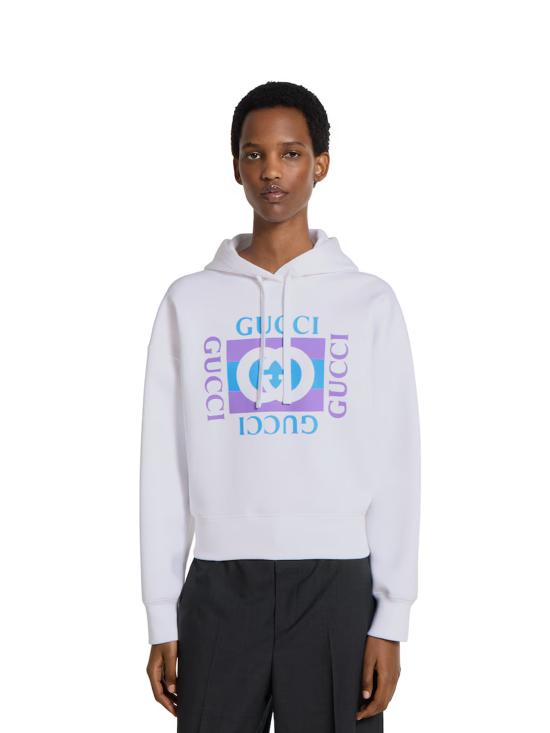 25FW 구찌 프린티드 코튼 후드 티셔츠 837935XJHGJ 9081 White - GUCCI