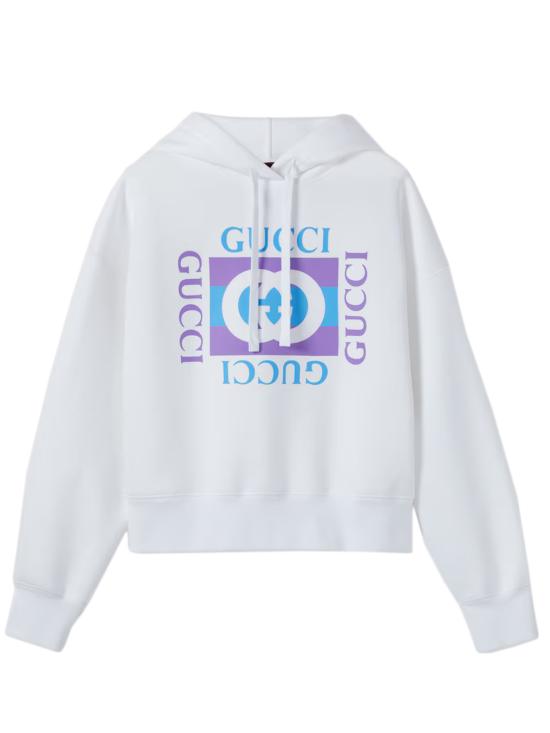 25FW 구찌 프린티드 코튼 후드 티셔츠 837935XJHGJ 9081 White