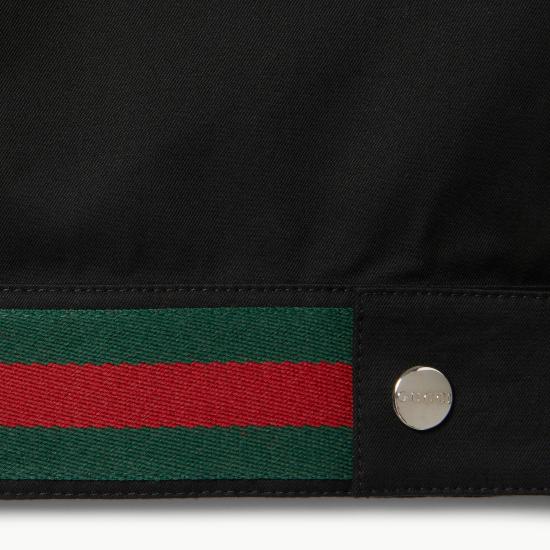 25FW 구찌 웹 디테일 코튼 트윌 자켓 827503ZAQH5 1000 Black - GUCCI