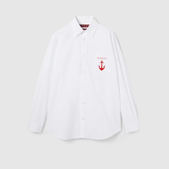 25FW 구찌 포켓 자수 셔츠  833294Z7AUX 9000 White