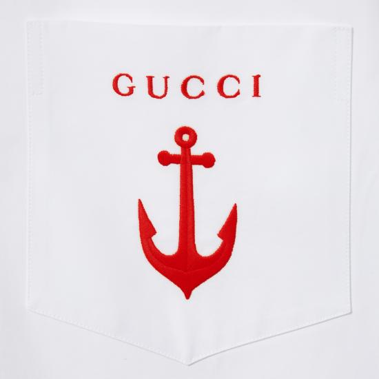 25FW 구찌 포켓 자수 셔츠  833294Z7AUX 9000 White - GUCCI