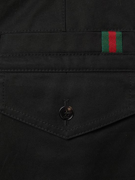 25FW 구찌 웹 디테일 코튼 트윌 팬츠 웹 디테일 코튼 트윌  784049Z7AJV 1000 Black - GUCCI