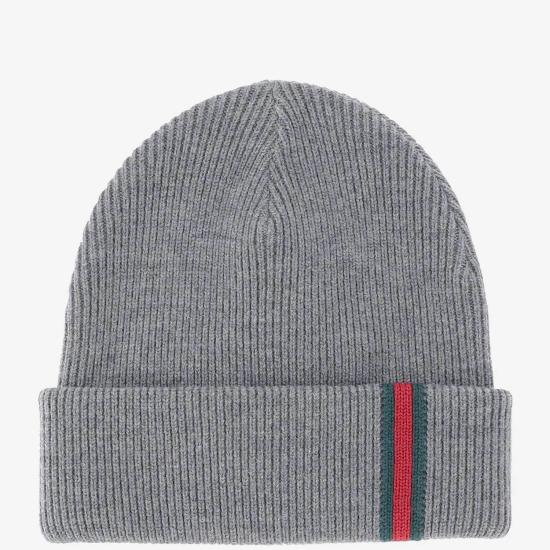 25FW 구찌 웹 디테일 울 비니  8341924G200 1100 Grey