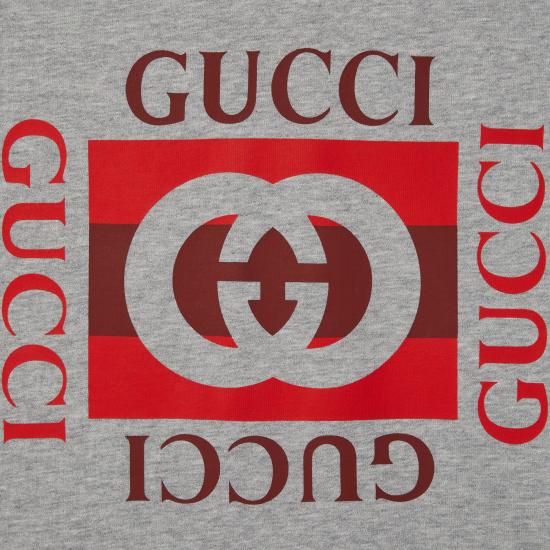 25FW 구찌 로고 프린트 코튼 저지 후드 티셔츠 788771XJHDP 1230 Grey - GUCCI