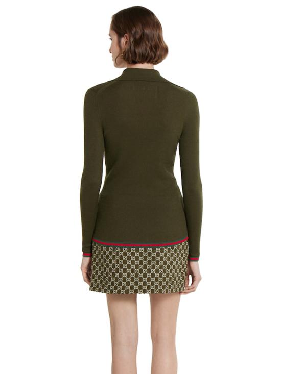 25FW 구찌 자수 캐시미어 실크 탑 810315XKD8J 3450 Green - GUCCI