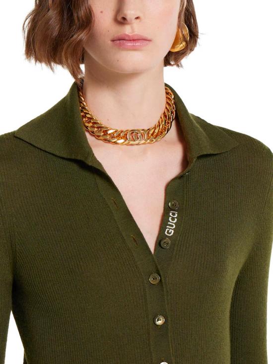 25FW 구찌 자수 캐시미어 실크 탑 810315XKD8J 3450 Green - GUCCI