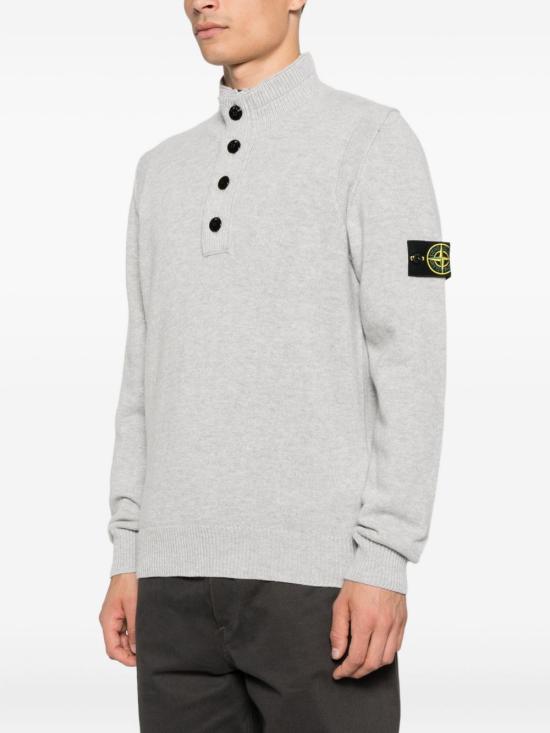 25FW 스톤 아일랜드 하프 집업 니트 스웨터 K2S155100040S00A3 V0M64 Grey - STONE ISLAND