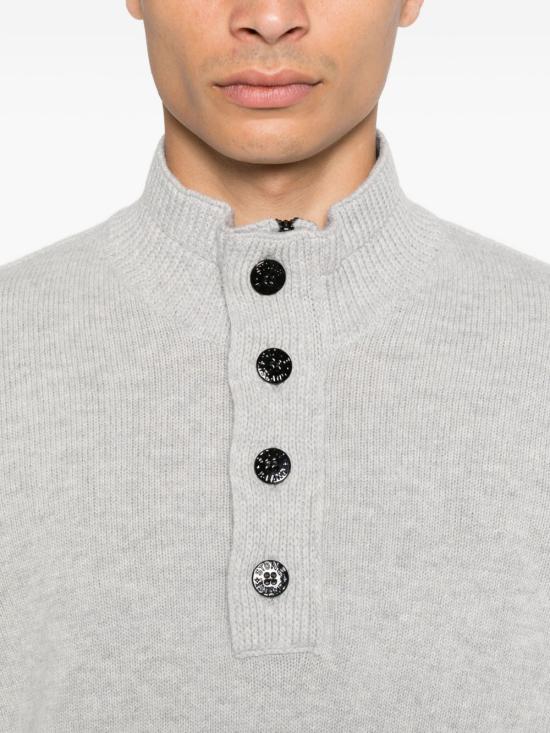 25FW 스톤 아일랜드 하프 집업 니트 스웨터 K2S155100040S00A3 V0M64 Grey - STONE ISLAND