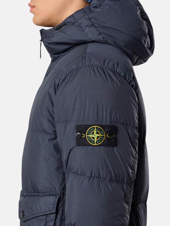 25FW 스톤 아일랜드 크링클랩스 와펜 패치  후드 다운 자켓 K2S154100011S0A23 V0020 Blue - STONE ISLAND