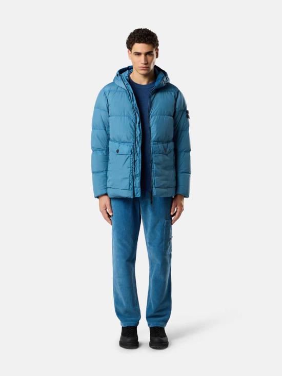 25FW 스톤 아일랜드 크링클랩스 와펜 패치  후드 다운 자켓 K2S154100011S0A23 V002B Clear Blue - STONE ISLAND