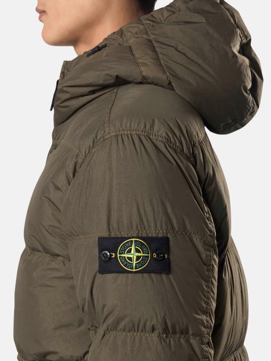 25FW 스톤 아일랜드 크링클랩스 와펜 패치  후드 다운 자켓 K2S154100011S0A23 V0054 Green - STONE ISLAND
