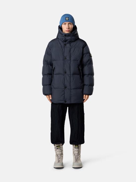 25FW 스톤 아일랜드 4100012 크링클랩스 NY 리사이클 나일론 후드 다운 파카 K2S154100012S0A23 V0020 Blue - STONE ISLAND