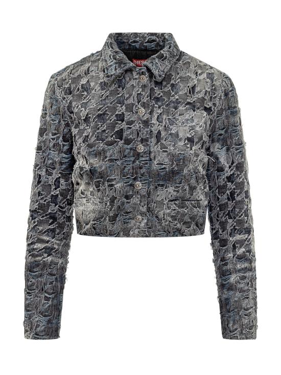 25FW 디젤 DE URSY FSH 하운드투스 타이다이 데님 자켓 A215390CEBL 02 DENIM