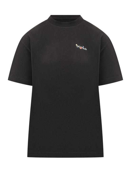 25FW 오프화이트 반팔 티셔츠 OWAA089F25JER001 1001 BLACK WHITE