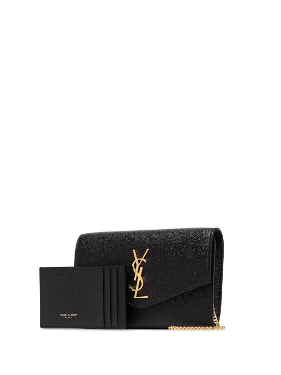  생로랑 그레인 레더 업타운 체인 지갑 6077881GF0J 1000 Black - SAINT LAURENT