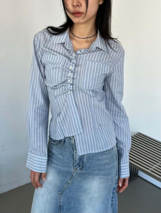  더 엔케이씨 스토어 민소매 티셔츠 Nkc 스토어 스트라이프 비대칭 버튼업 셔츠 - The NKC Store