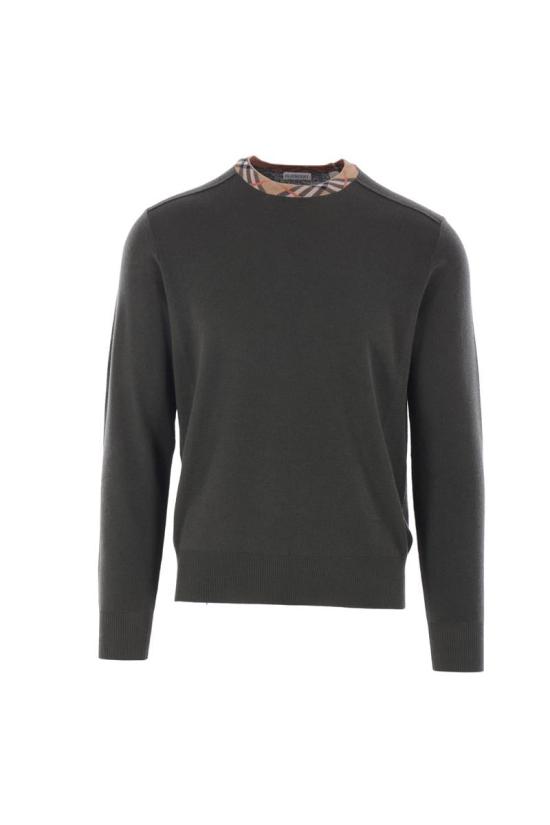 25FW 버버리 체크 트리밍 울 스웨터 8112146C1748 SHALE