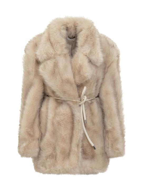 25FW 스포트막스 Rosaria 로사리아 퍼 이펙트 벨티드 헤비 자켓 2522906012600 003 BEIGE