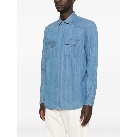 25FW 마짜렐리 데님 셔츠 CANVAS 25 BL2 BLUE - MAZZARELLI