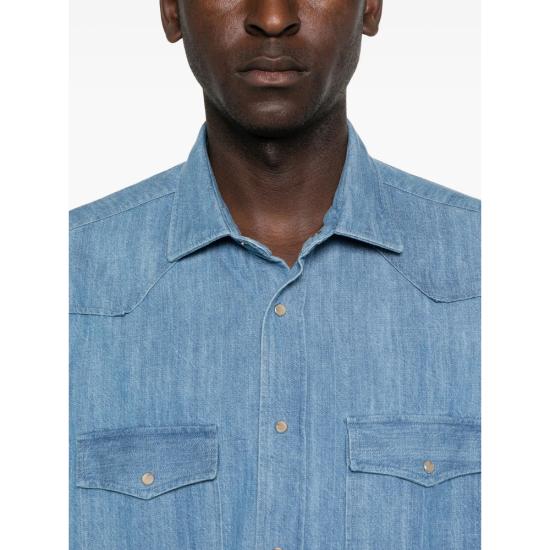 25FW 마짜렐리 데님 셔츠 CANVAS 25 BL2 BLUE - MAZZARELLI