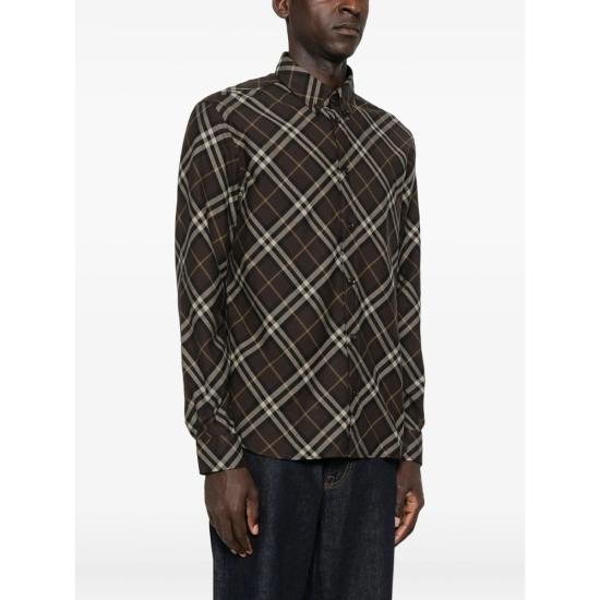 25FW 버버리 릴랙스핏 체크 코튼 플란넬 셔츠 릴랙스핏 체크 코튼 플란넬  8115498 ROAN B2412 BROWN - BURBERRY
